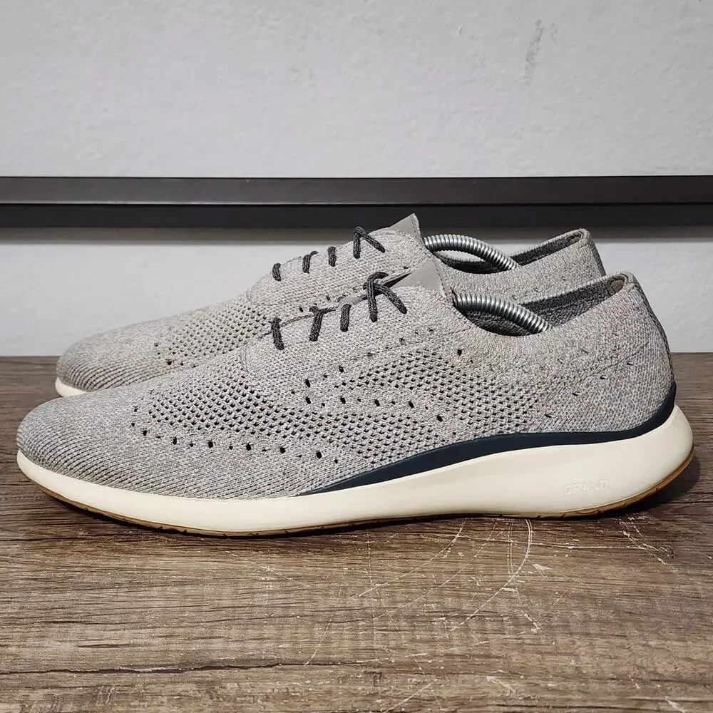 Cole Haan Grand Troy Knit Ox Men's Oxford Wingtip Shoes Size 11.5 Ironstone